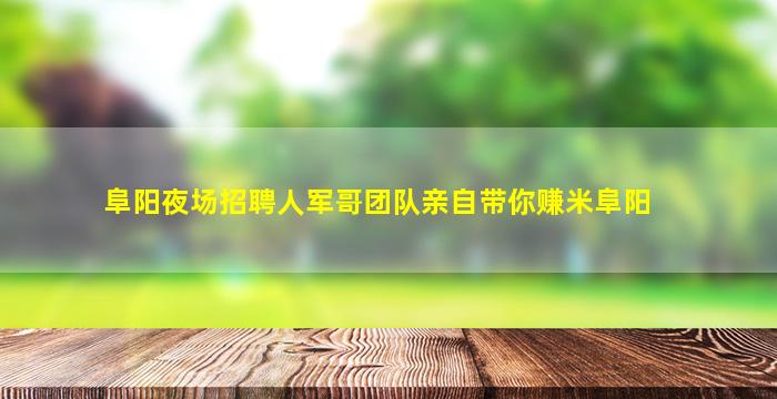 阜阳夜场招聘人军哥团队亲自带你赚米阜阳